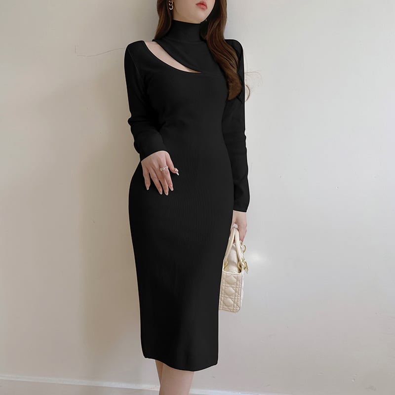【dress】人気を独占中 カットワークニットワンピース　M17660