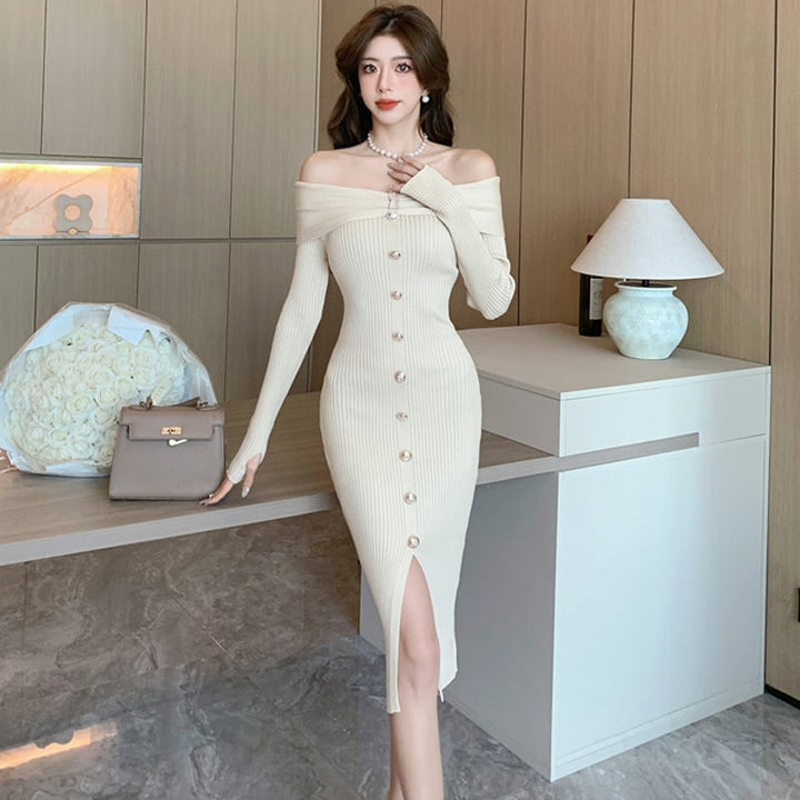 【dress】女性力を高める～エレガントニットワンピース　M17490