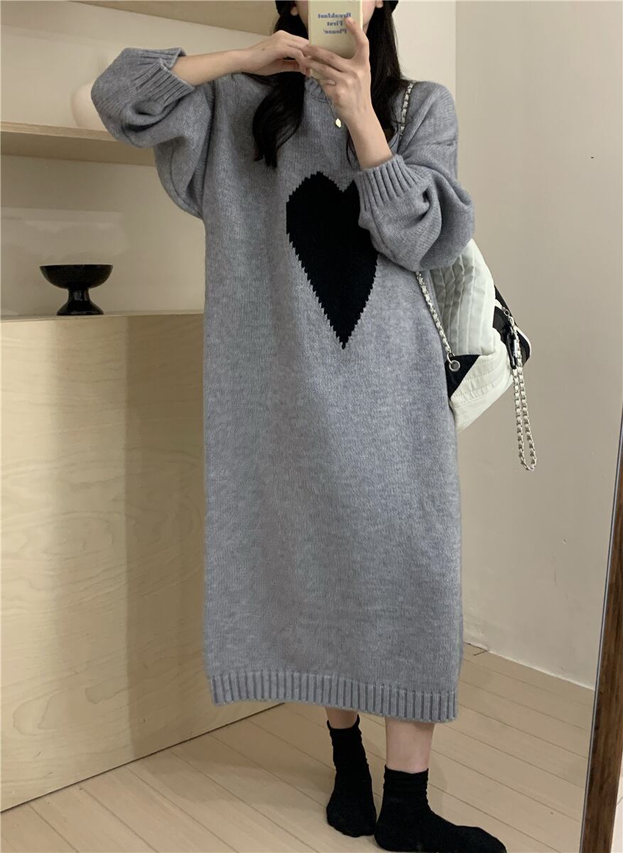 【dress】ハート柄ニットワンピース 　N2240