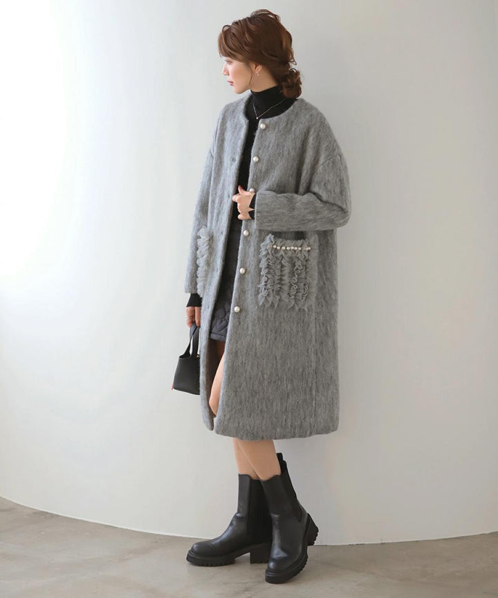 【outer】パールロング丈コート　M27778