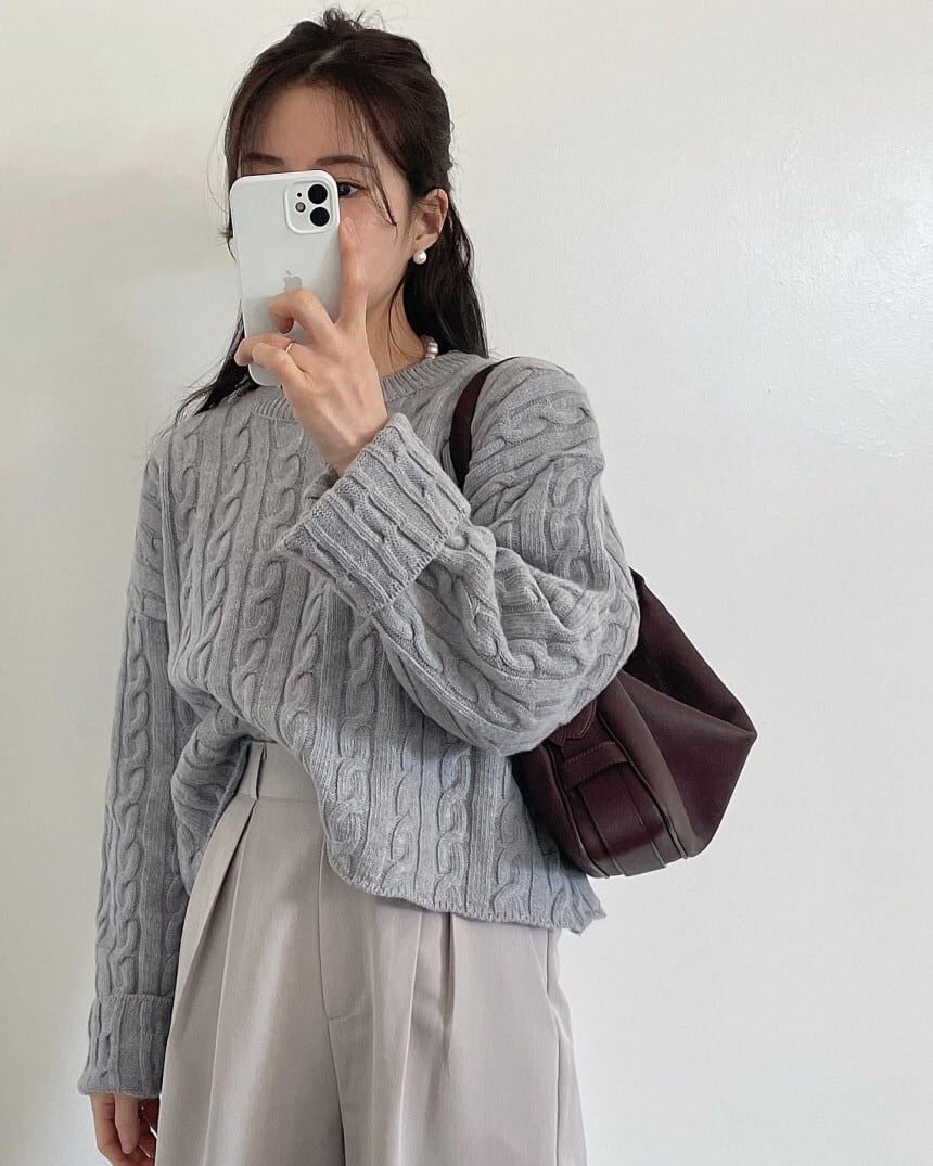 【tops】スリットニットセーター　M26841