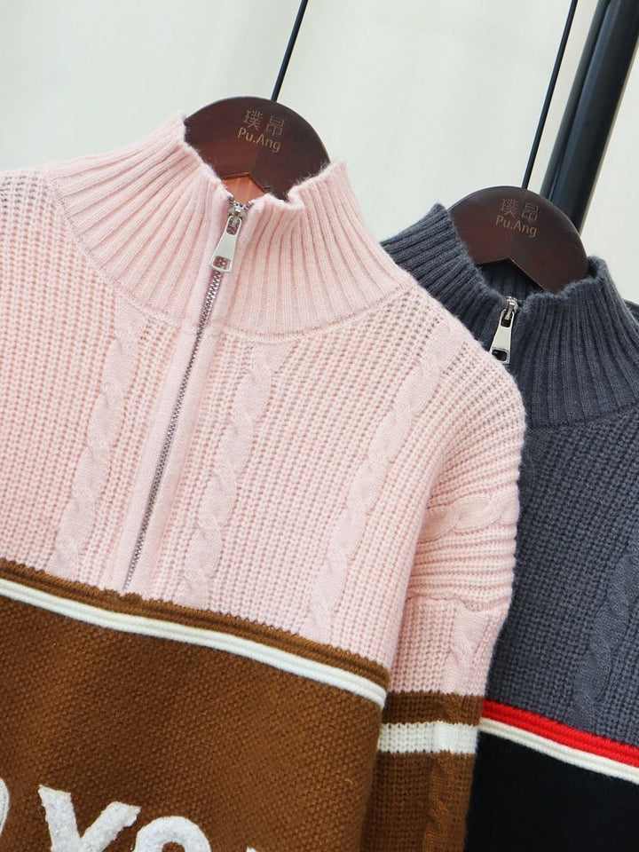 【tops】ハイネックファスナーニットセーター　M18069