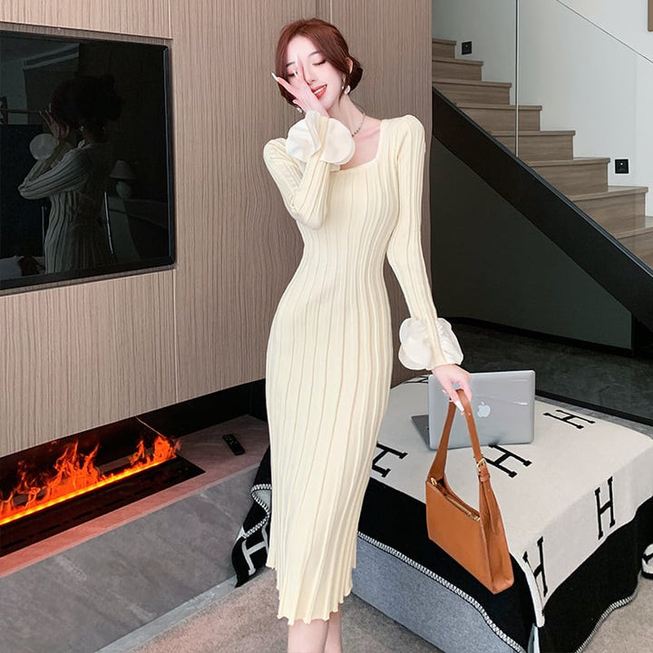 【dress】大人らしい エレガントニットワンピース　M17598