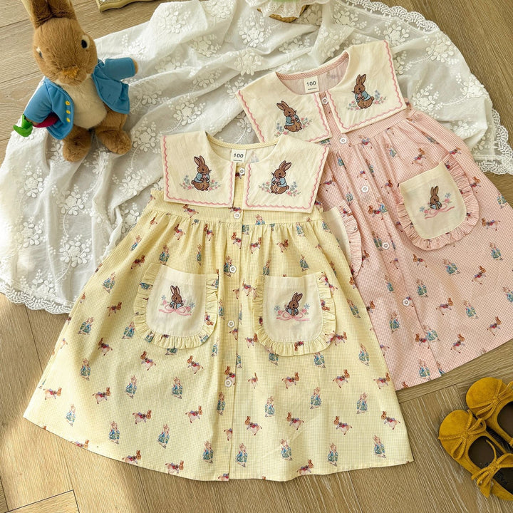 【kids】バニー刺繍ワンピース K0550