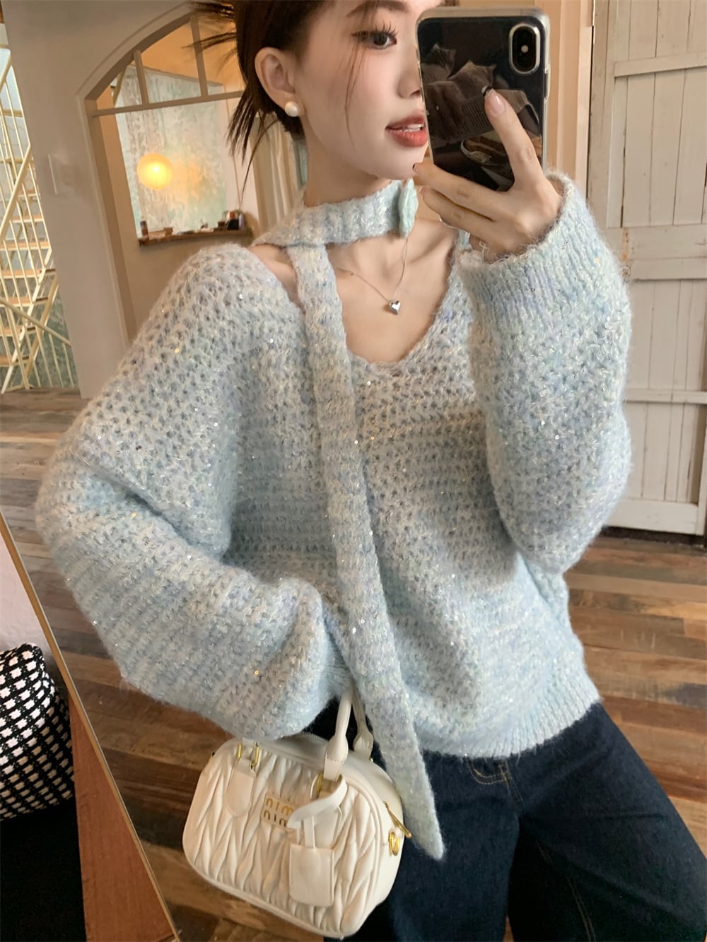 【tops】Vネックニットセーター　M27059