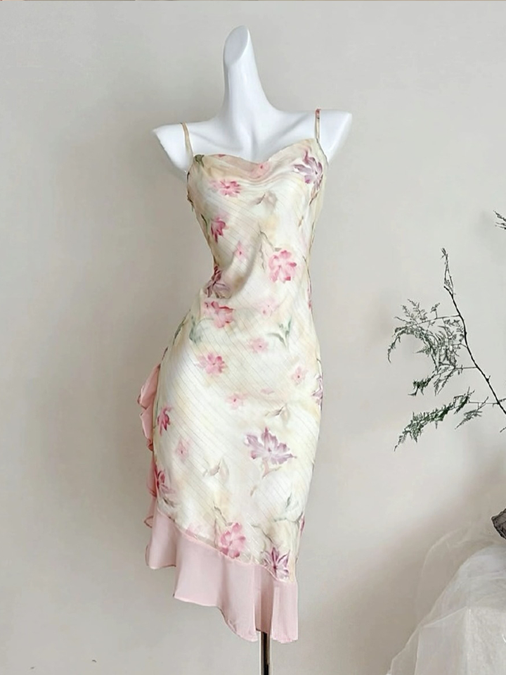 【dress】フラワー柄キャミワンピース Q8544