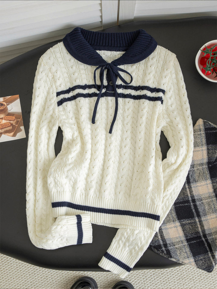 【tops】折り襟ニットトップス Q9065