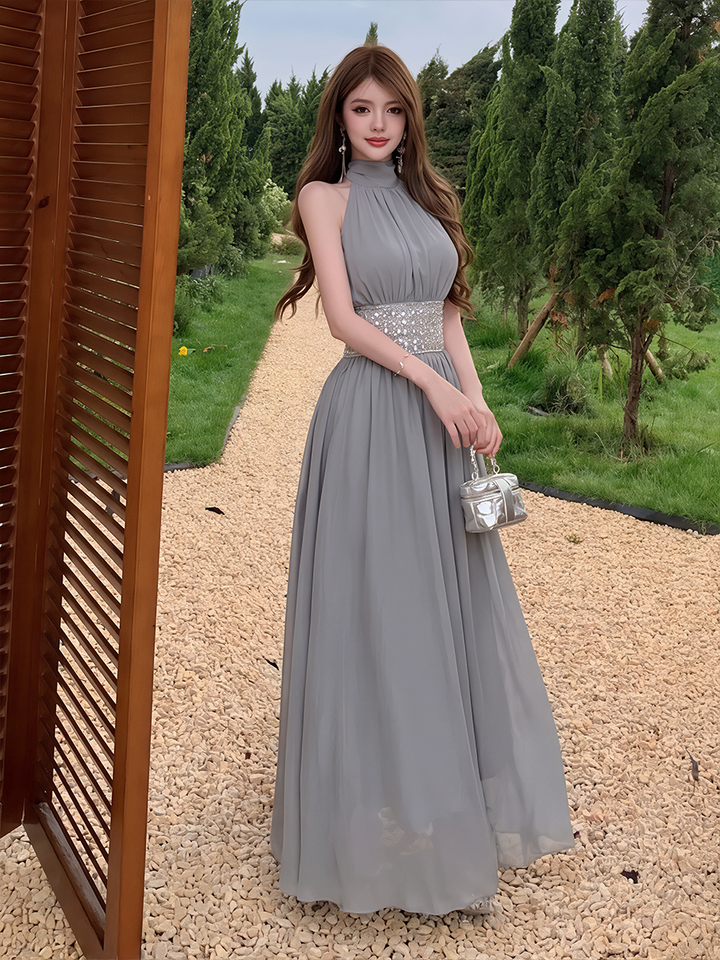 【dress】ノースリーブレースドッキングドワンピース Q8635