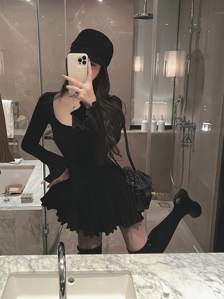 【dress】Aラインニットワンピース Q9323