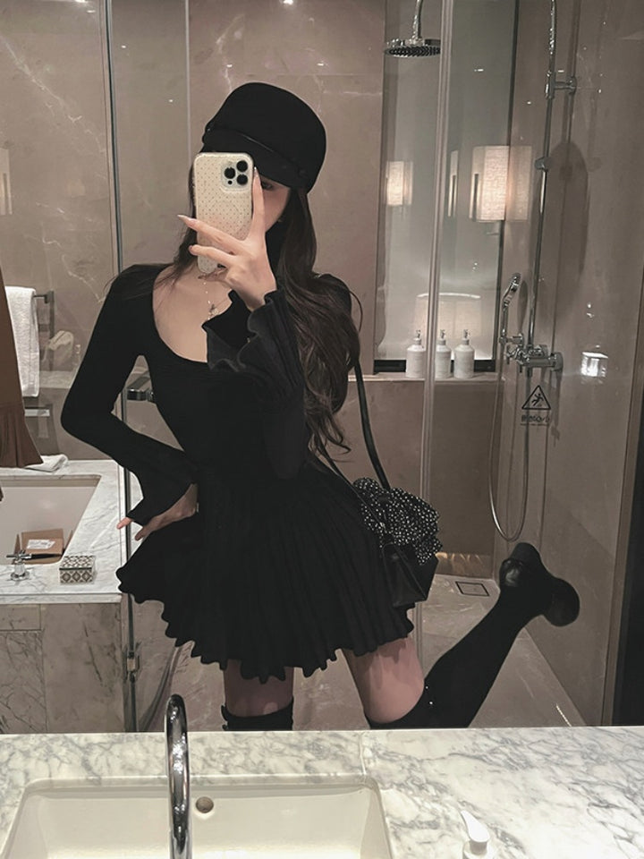 【dress】Aラインニットワンピース Q9323