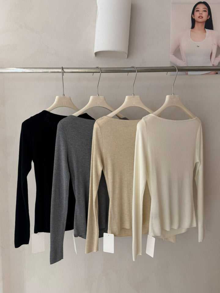 【tops】立体フラワー付きドレープドネックニットトップス Q9130