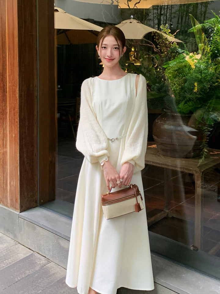【dress】ベルト付きノースリーブロングワンピース Q8981