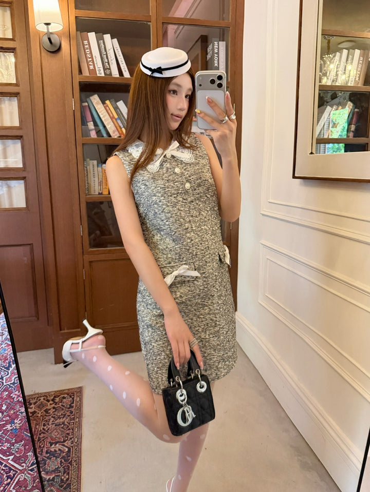 【dress】レースドッキングノースリーブワンピース Q8996