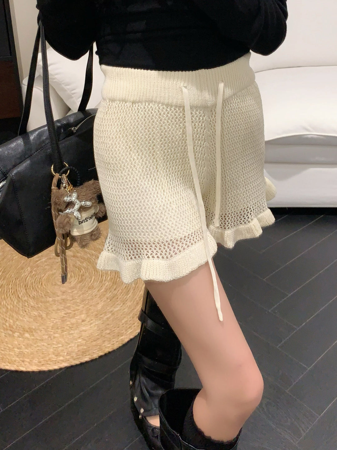 【bottoms】3色展開ニットショートパンツ Q9046