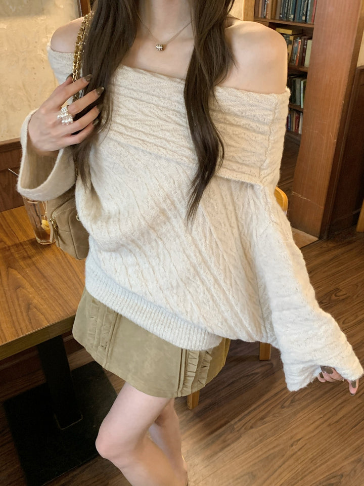 【tops】オフショルダーニットトップス Q9271