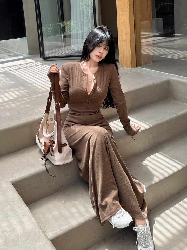 【dress】ロングニットワンピース Q9221