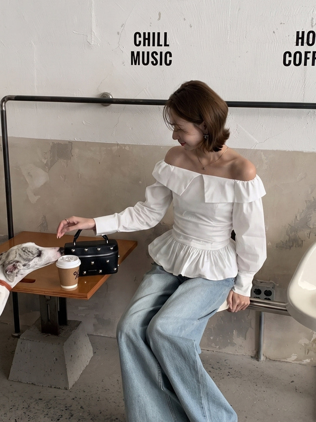 【tops】バックリボンオフショルダートップス Q9124