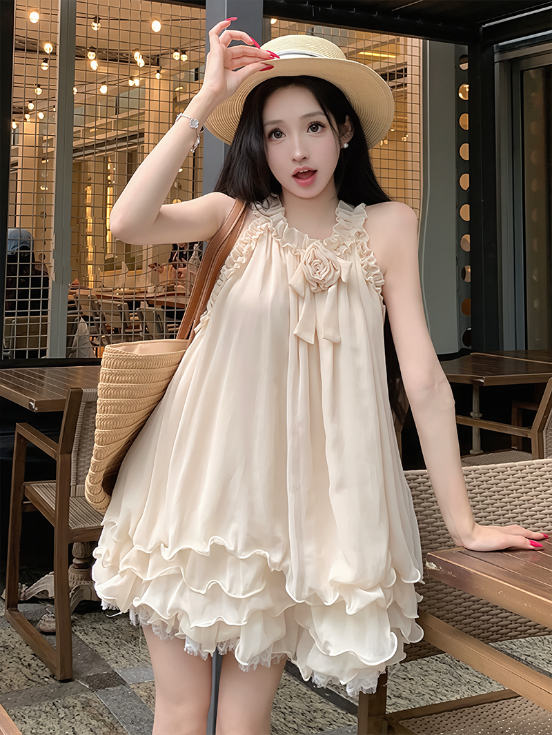 【dress】ノースリーブギャザーフリルミニワンピース Q8631