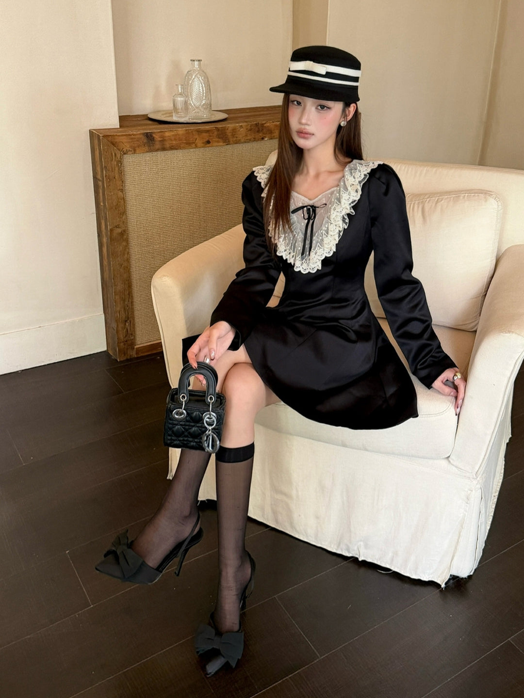 【dress】レースドッキングワンピース Q9080