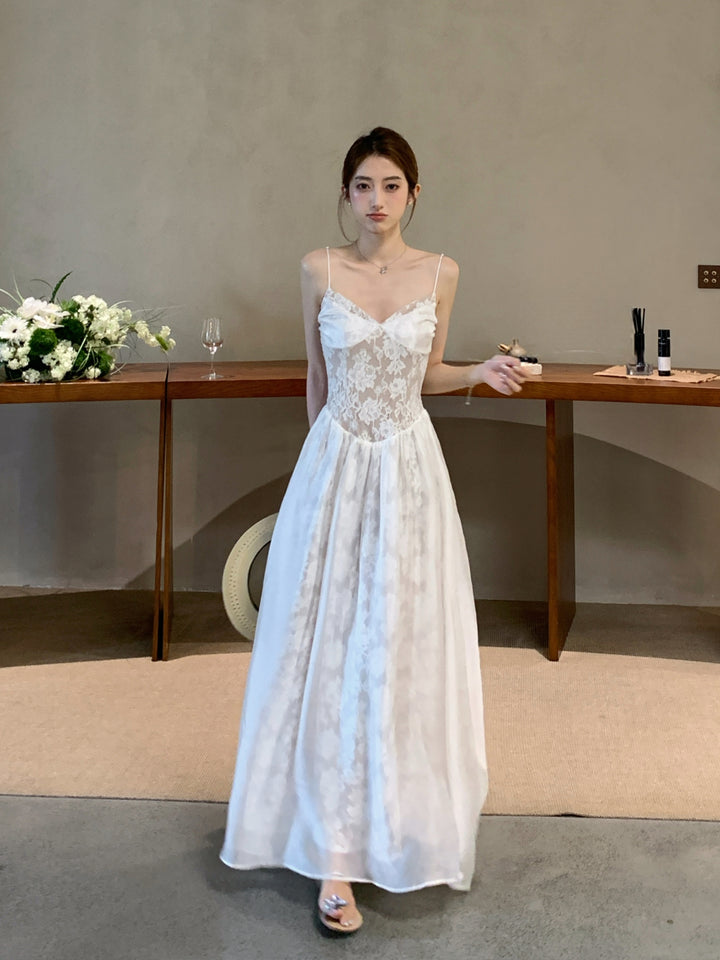 【dress】レースドッキングロングキャミワンピース Q8659