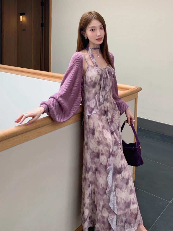 【dress】スカーフ付きロングキャミワンピース Q8999