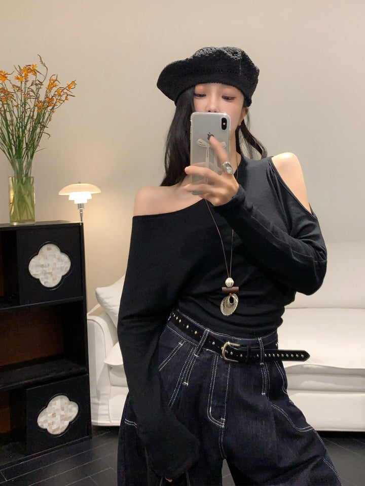 【tops】ネックレス付きワンショルダートップス Q9016