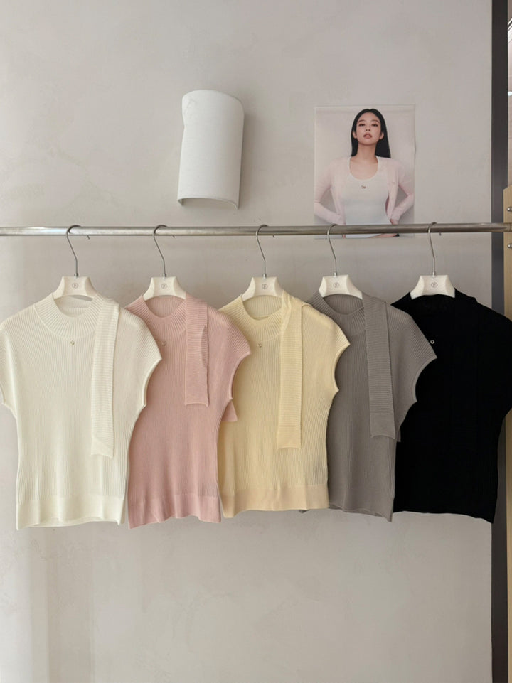 【tops】半袖ニットトップス Q9078