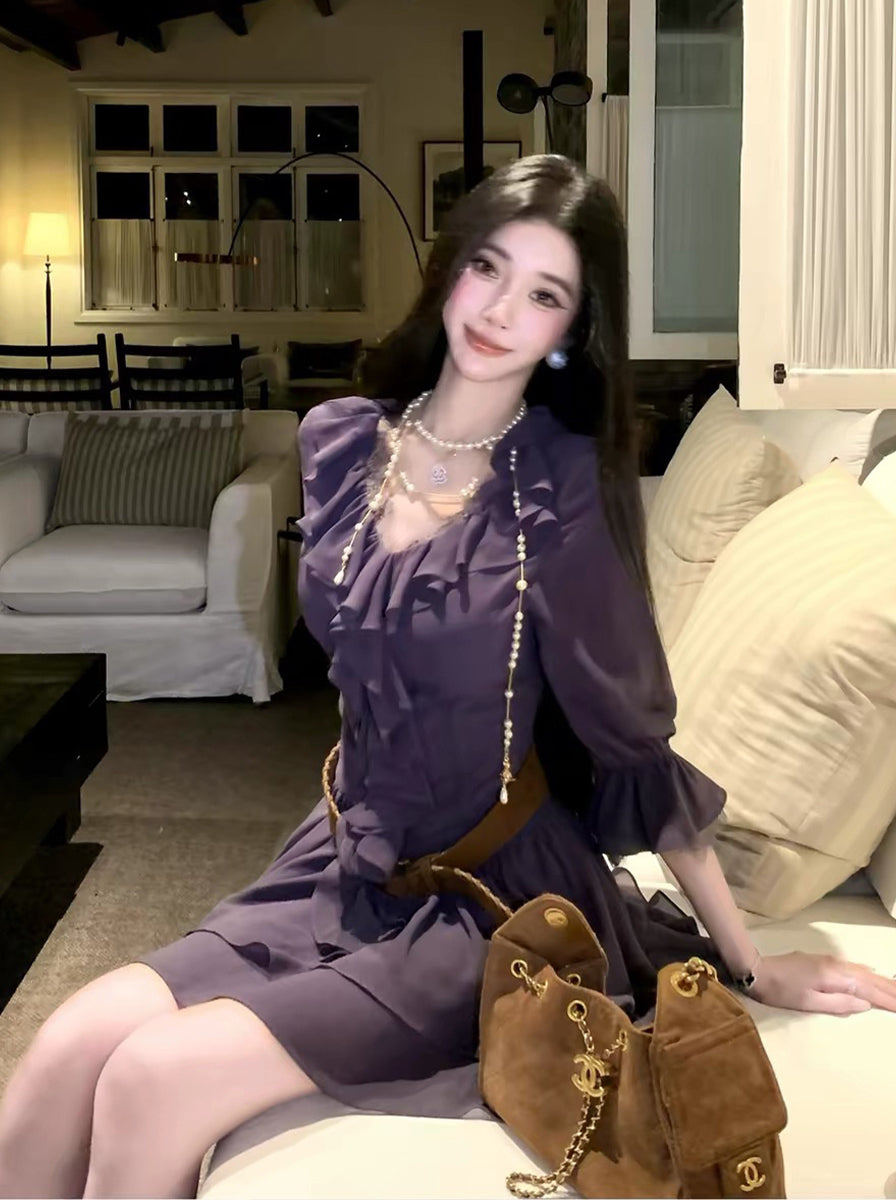 【dress】ギャザーフリルミニワンピース Q9008
