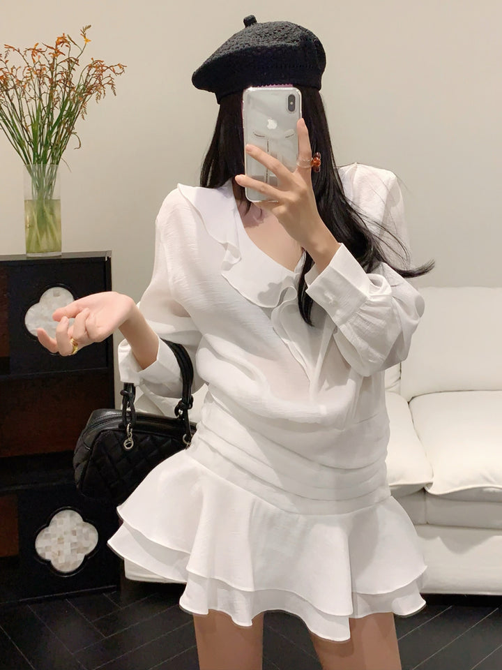 【dress】フリルカラーミニワンピース Q9014