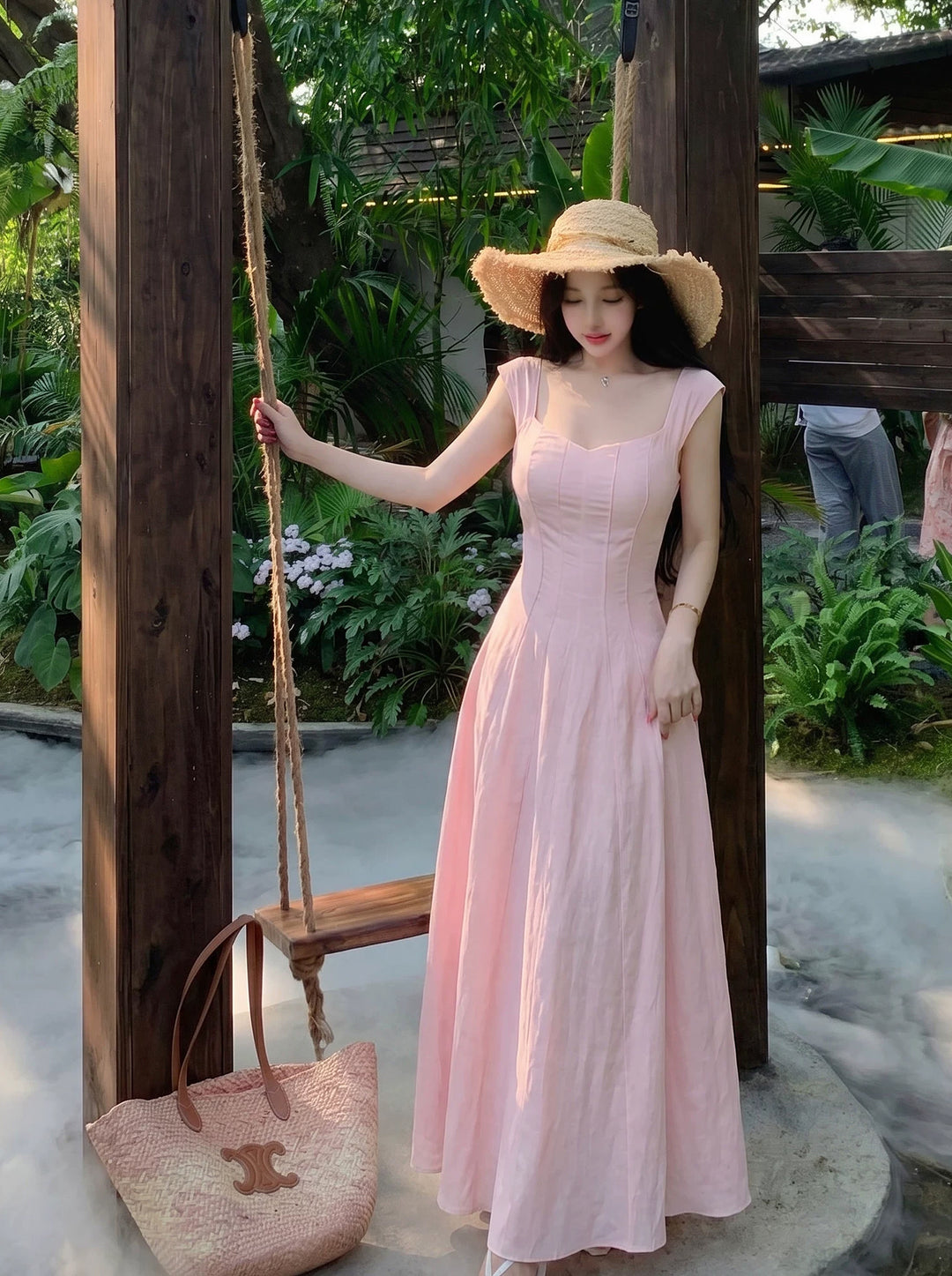 【dress】スクエアネックロングワンピース Q8646