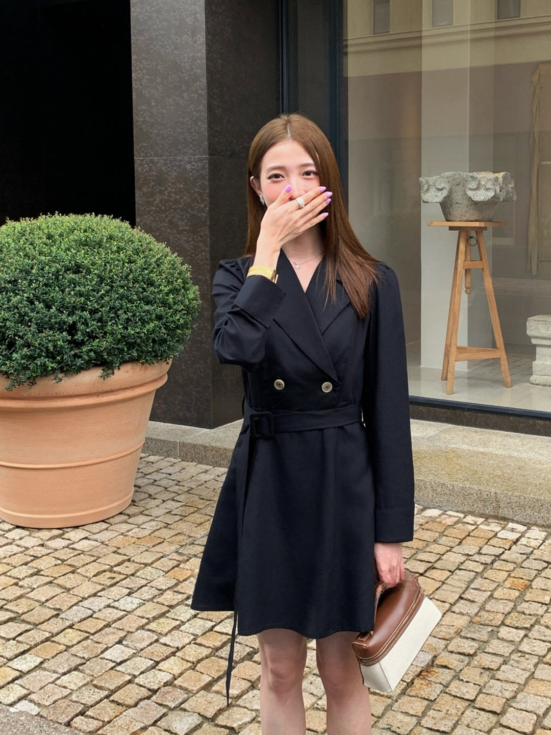 【dress】ベルト付きワンピース Q8964