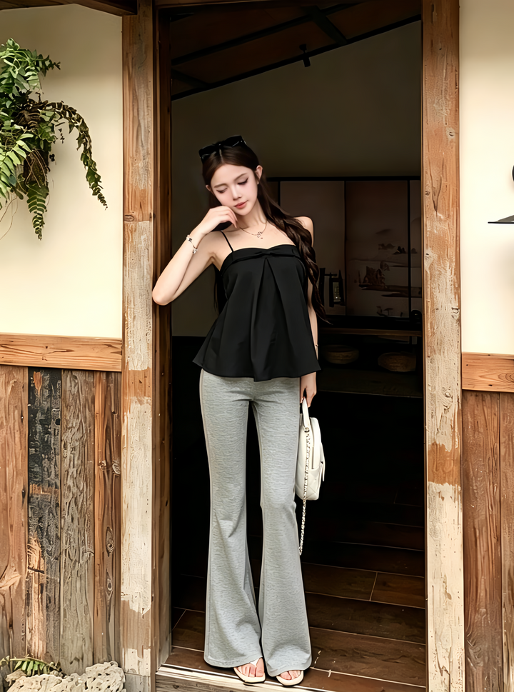【tops】リボン付きフレアキャミソール Q8584