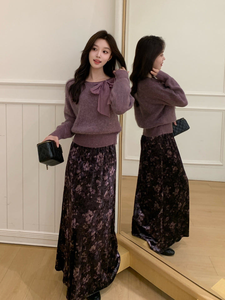【tops】ビッグリボン付きニットトップス Q9243