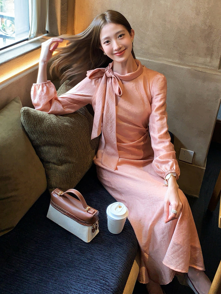 【dress】リボン付きロングワンピース Q8961