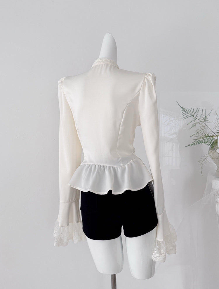 【tops】レースドッキングシャツ Q9010