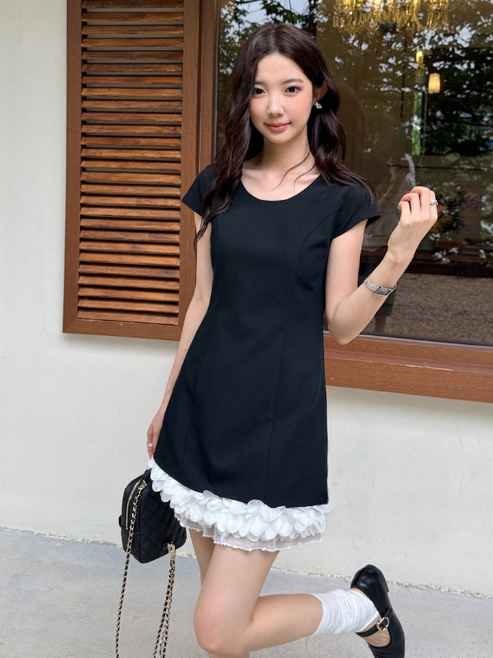 【dress】バックオーポンギャザーフリルミニワンピース Q8665