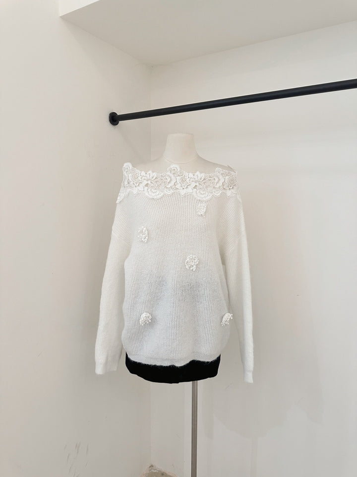 【tops】レースドッキングニットトップス Q9258