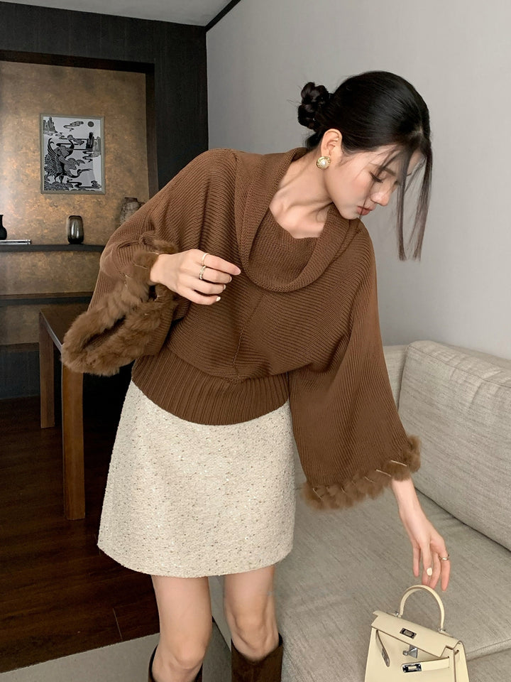 【tops】ファードッキングニットトップス Q9236
