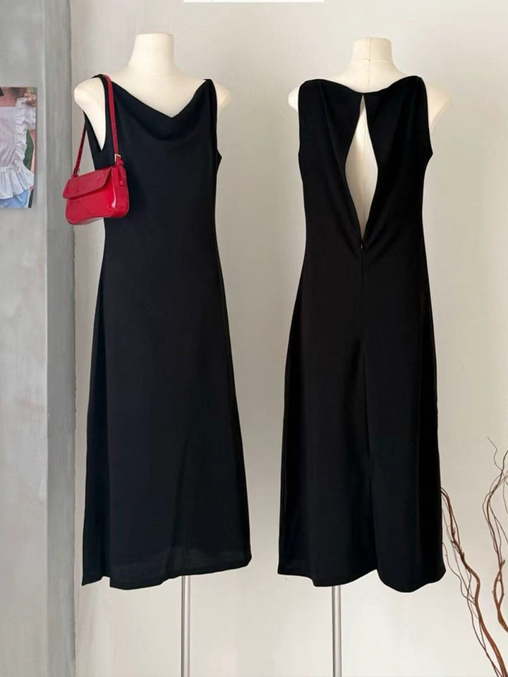 【dress】ノースリーブバックオーポンロングワンピース Q8948