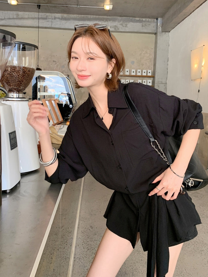 【tops】お尻カバー付きシャツ Q9040