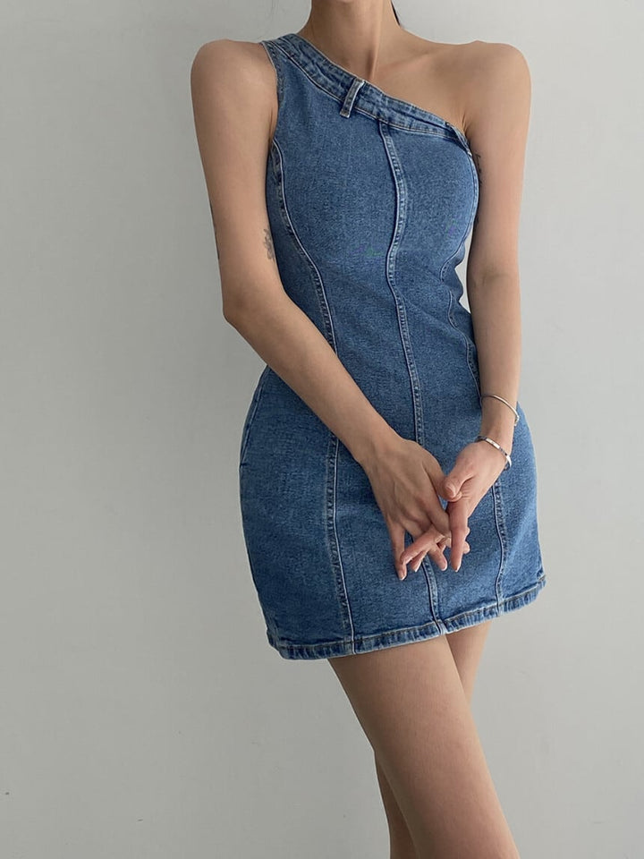 【dress】オフショルダーデニムワンピース　M25031