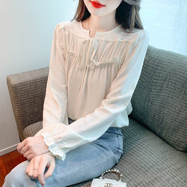 【tops】 爽やかな印象スウィートフリルシャツトップス　M17247