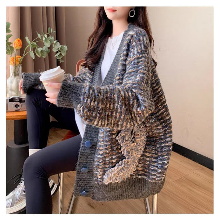 【outer】Vネックニットカーデ　M25755