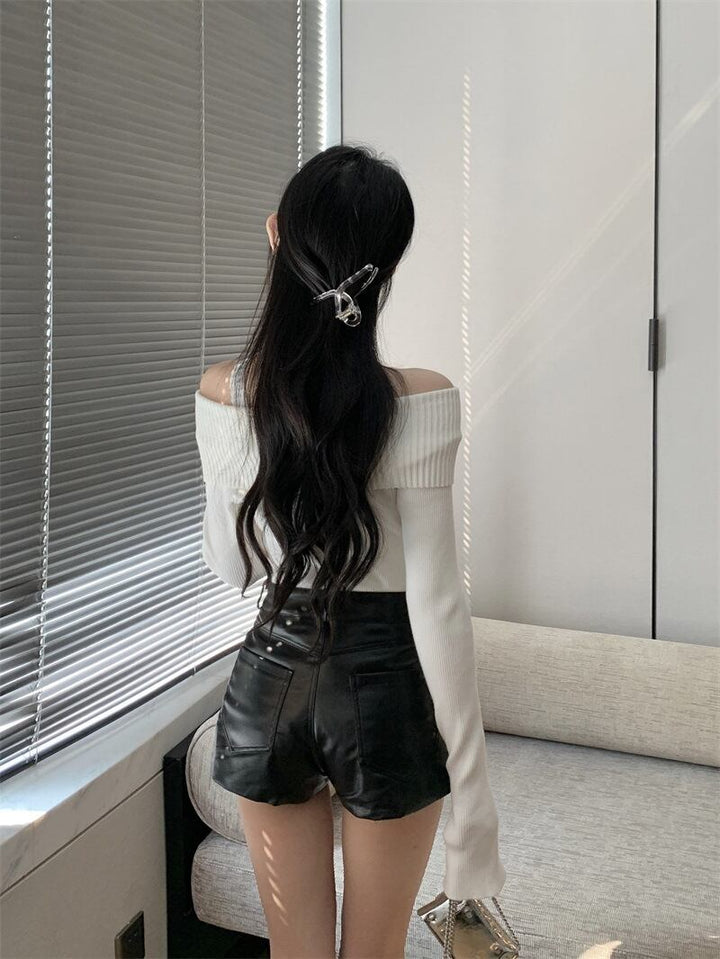【tops】オフショルダーニットトップス　M26734