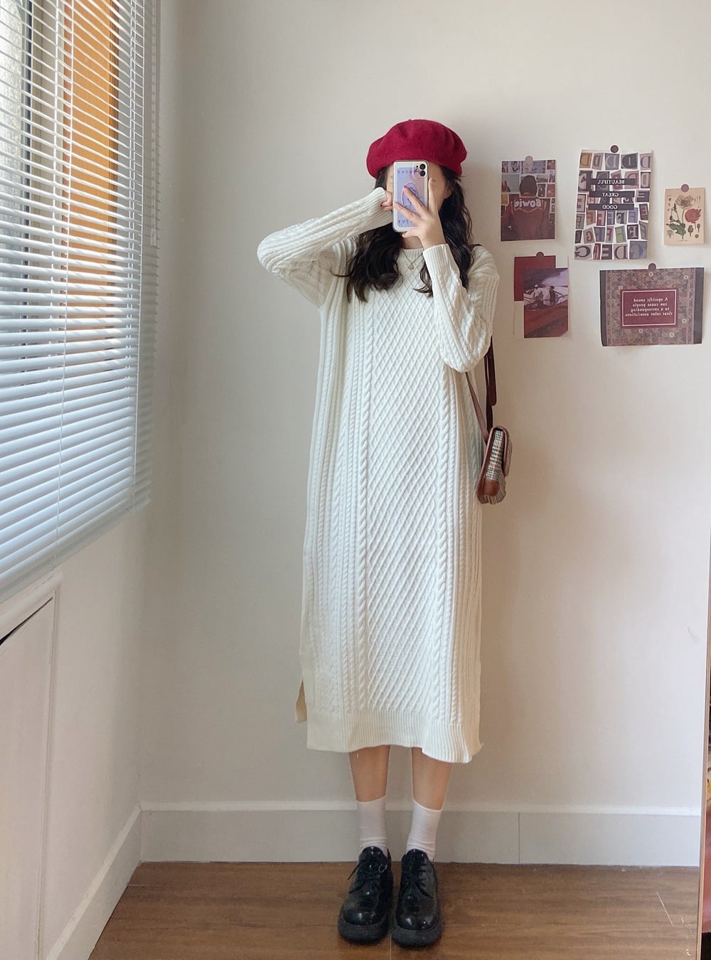 【dress】クルーネックニットワンピース　M18204
