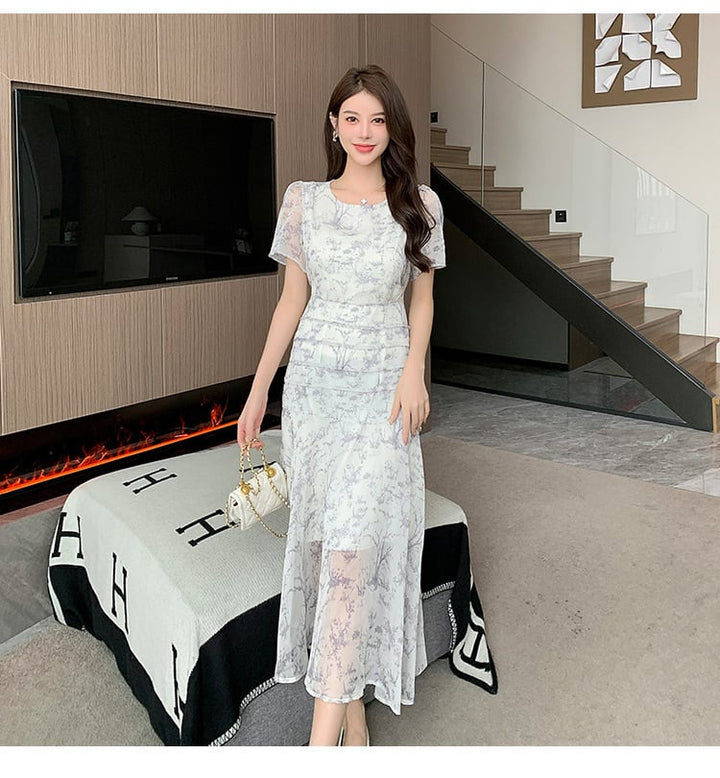 【dress】輝いて超人気 ! エレガント花柄ワンピース　M17441