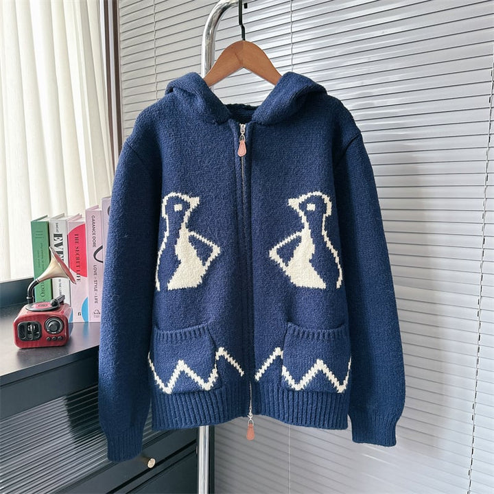 【outer】フード付きニットカーデ　M26399
