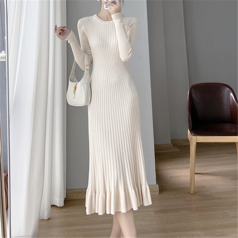 【dress】フリルニットワンピース　M18383