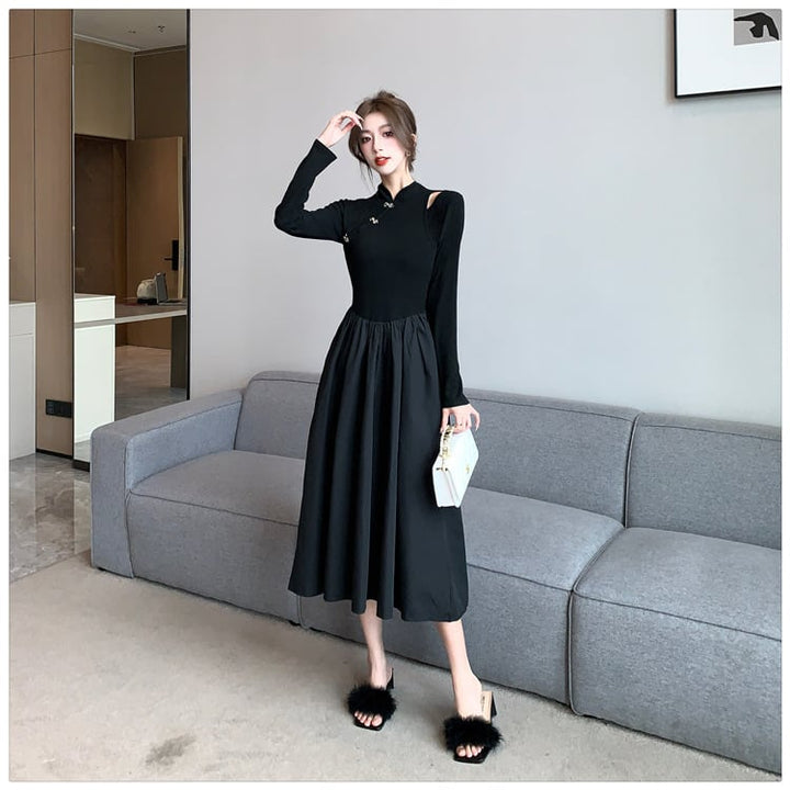 【dress】ニット切り替えワンピース　M25547