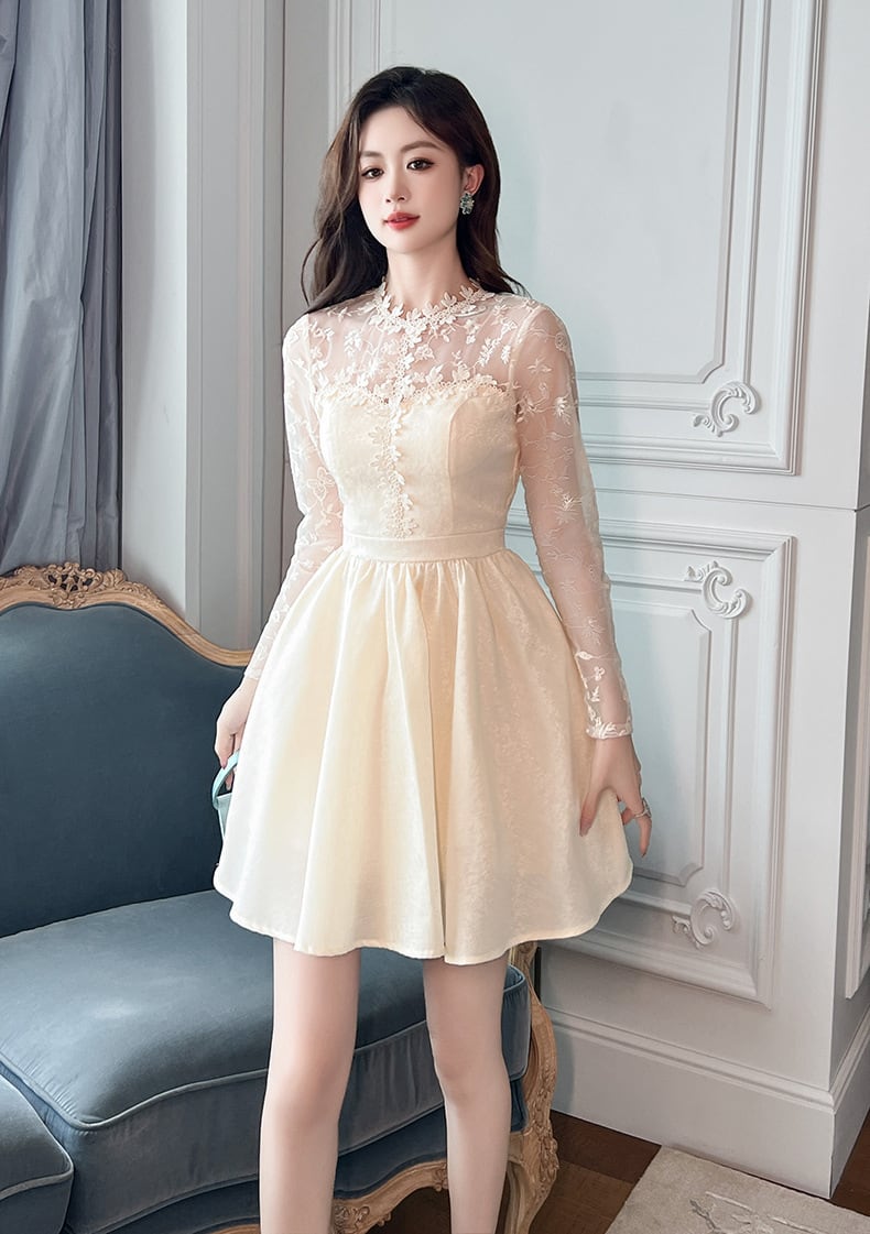 【dress】レース切り替ワンピース　M27012